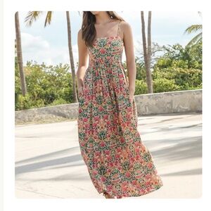 Bailey Maxi Dress - Cream Pink Rose
